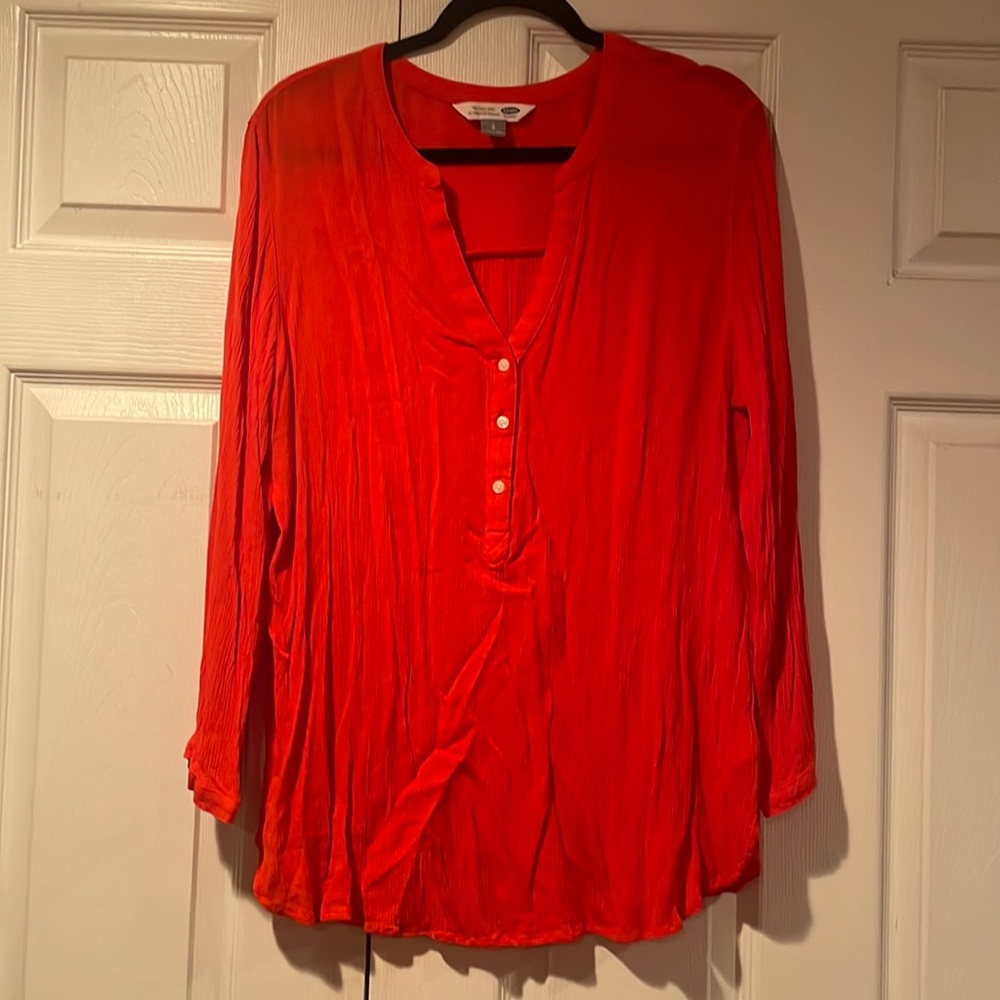 Orange sheer top, very comfortable